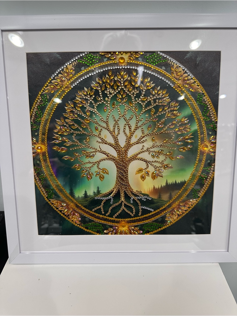 Gold and Green Tree of Life Wall Art Framed Print